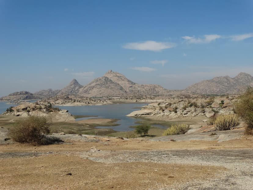 Jawai dam and the granite hills around it