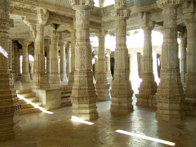 Some of Ranakpur's 1,444 carved marble pillars