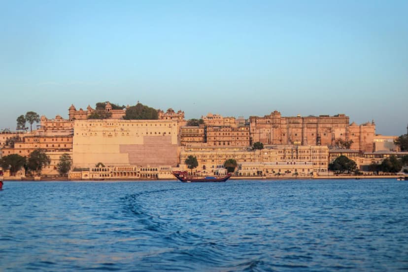 City Palace across Lake Pichola at sunset